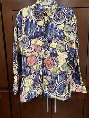 Expressions Worldwide Vintage Cotton Shirt Mens Abstract Size Medium!